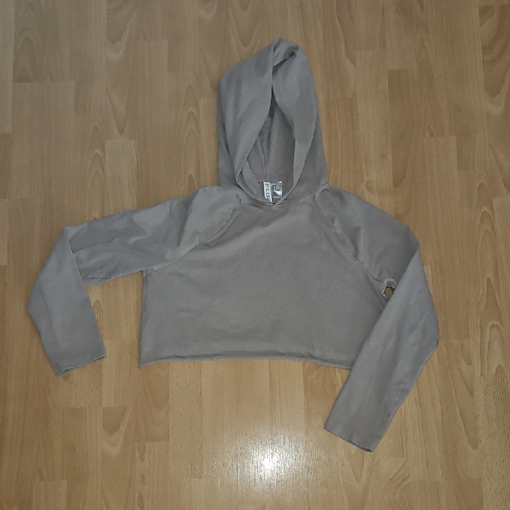 Beige Cropped Hoodie